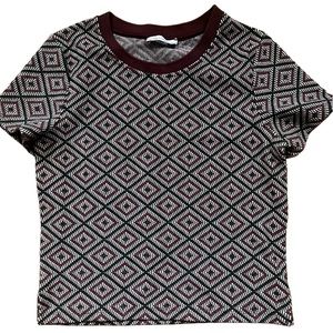 Zara Woven Crew Neck Shirt